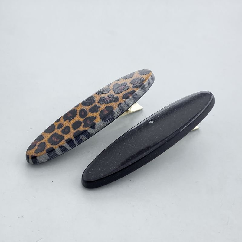 Acessório Kit com 2 Presilhas Oval Animal Print e Glitter