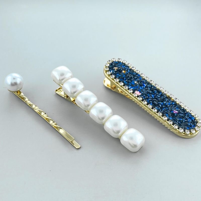 Acessorio Presilha Kit 3 Pérolas Quadradas Oval Mini Miçangas Strass