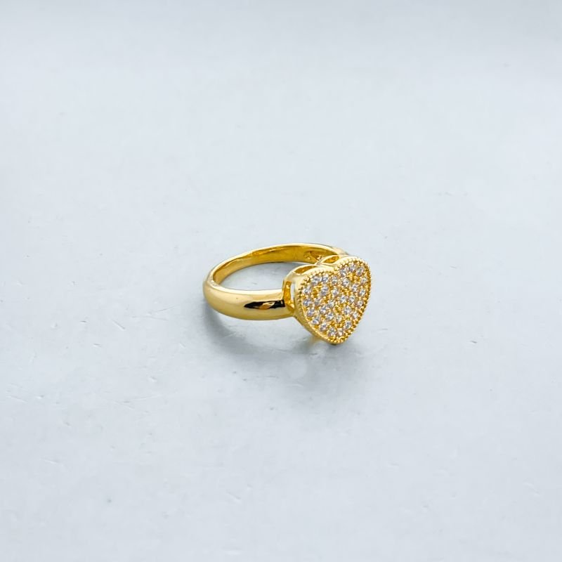 Anel Banho Diamante Chuveirinho Coração