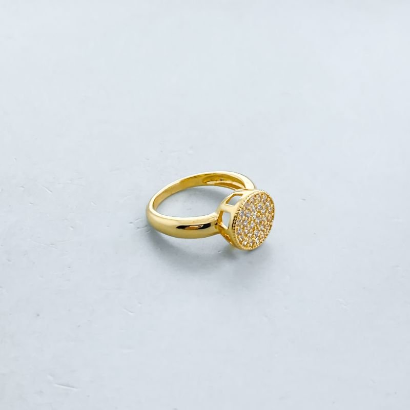 Anel Banho Diamante Chuveirinho Cravejado Redondo