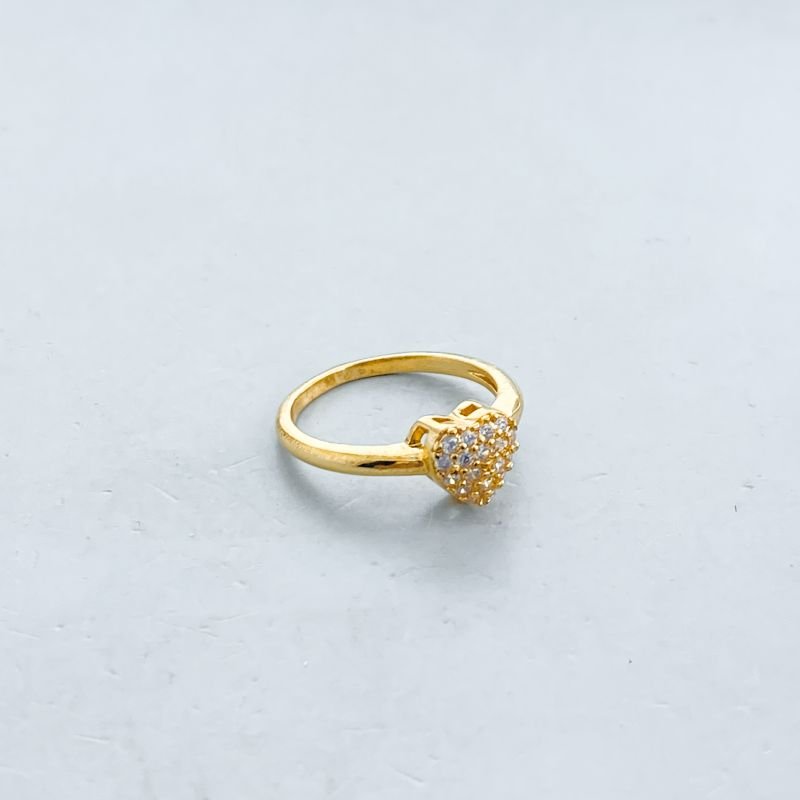 Anel Banho Diamante Delicado Cravejado Coração