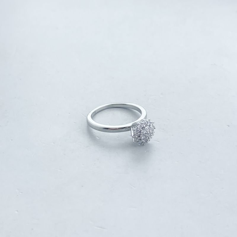 Anel Banho Diamante Delicado Cravejado Flor Chuveirinho