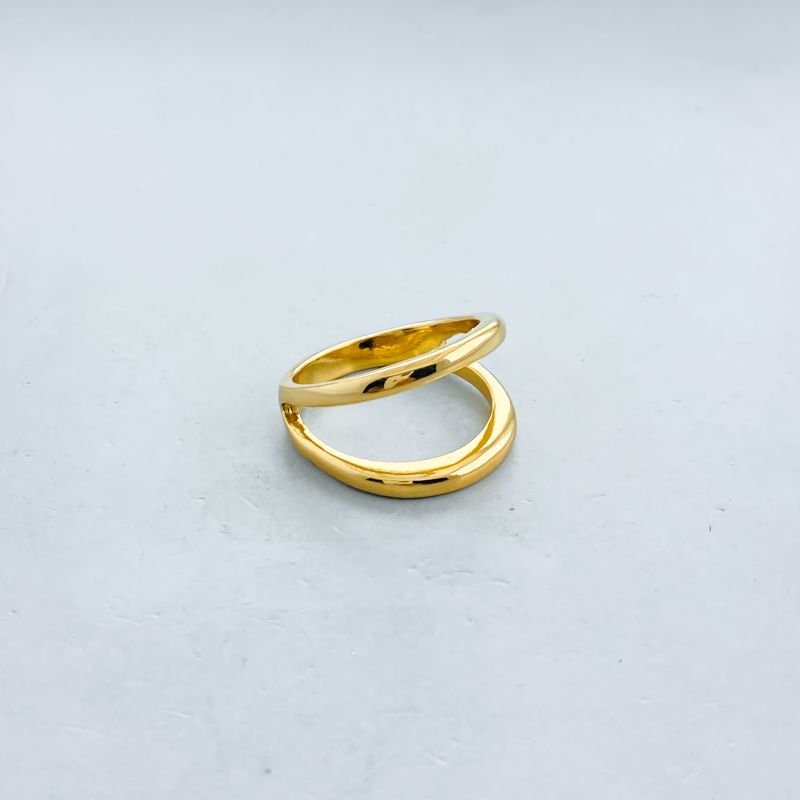 Anel Banho Diamante Duplo Liso Grande