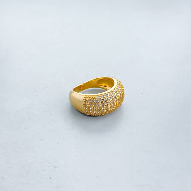 Anel Banho Diamante Grosso Cravejado