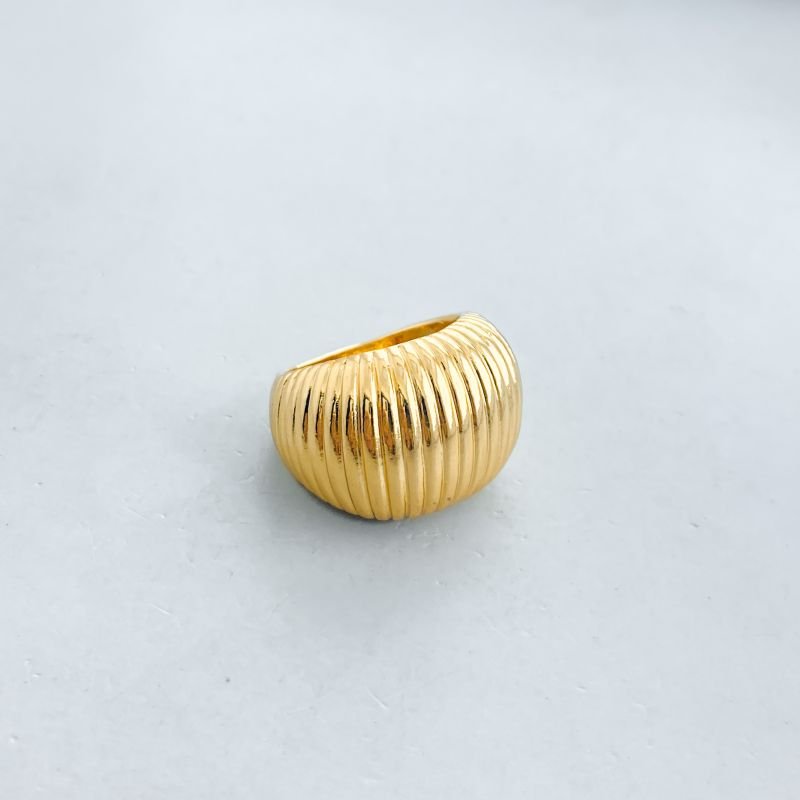 Anel Banho Diamante Maximalista Liso Grosso Drapeado