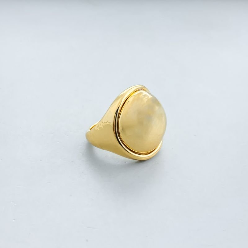 Anel Banho Diamante Maximalista Liso Redondo