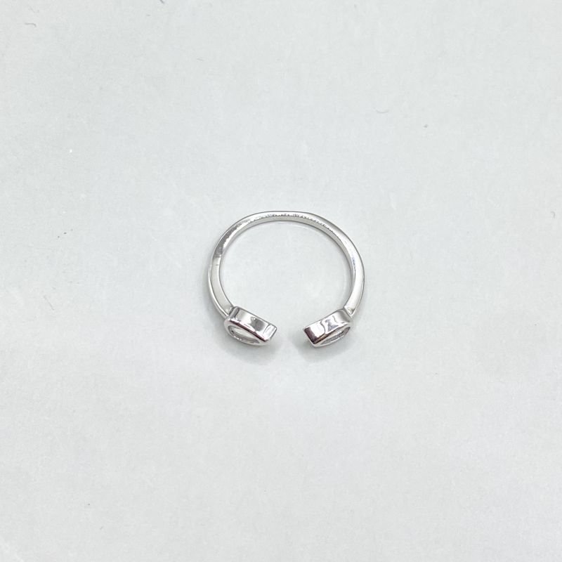 Anel Banho Ouro Branco Aro Aberto com 2 Gota Zircônias