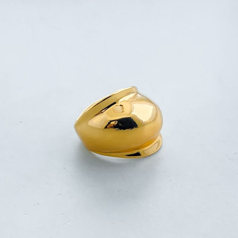 Anel Bijuteria Aro Liso Grosso Oval com Bordas Curvadas