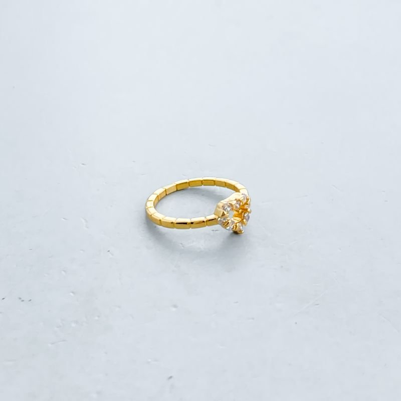 Anel Bijuteria Falange Cravejado Coração Vazado