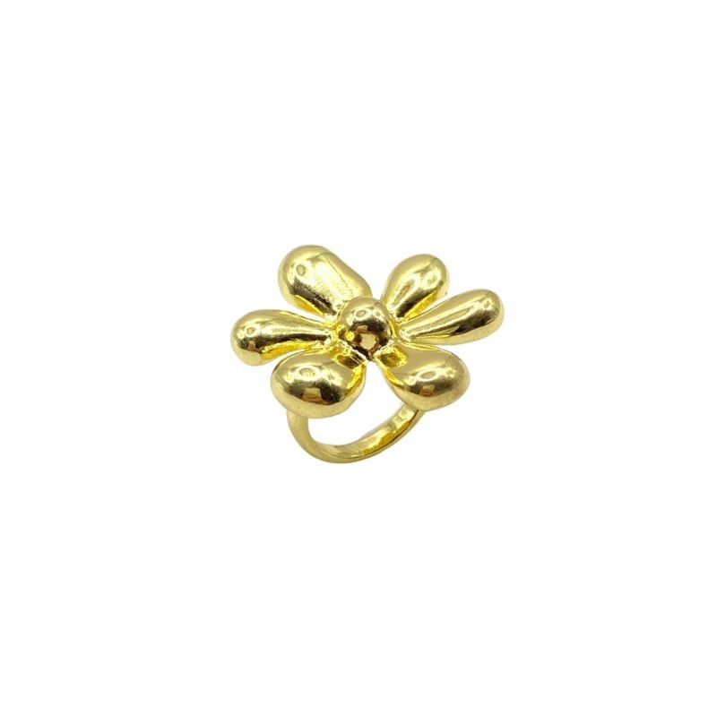 Anel Bijuteria Flor Lisa com 6 Pétalas