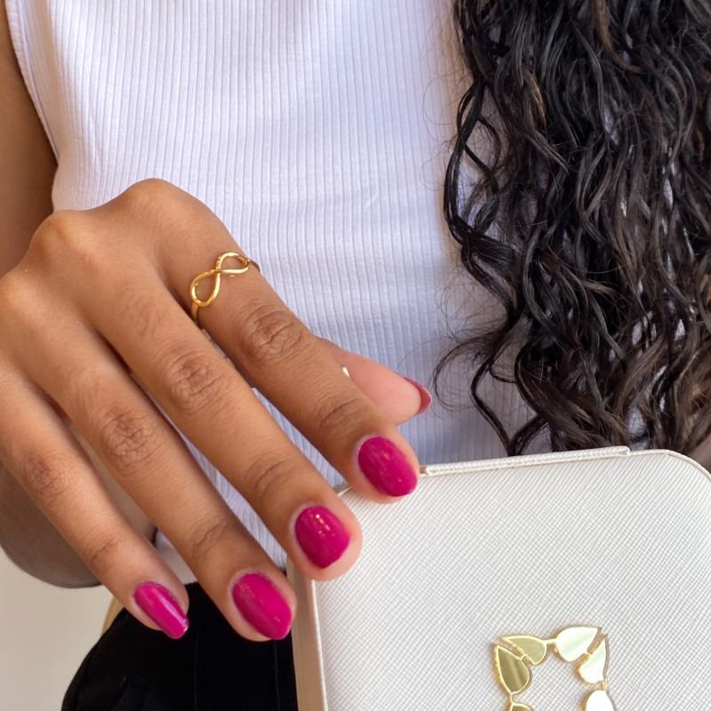 Anel Folheado Delicado Infinito Vazado