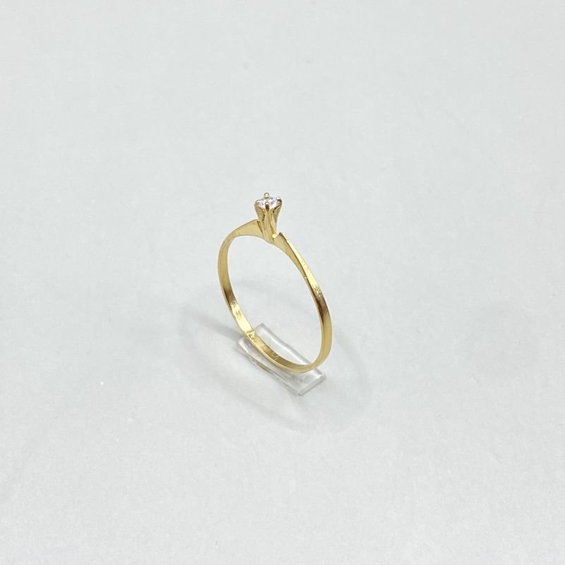 Anel Folheado Solitário Alto Zircônia com 4 Garras