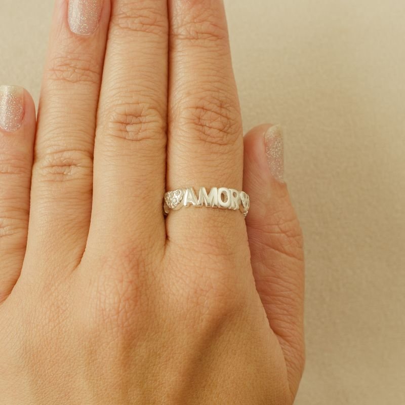 Anel prata925 3 amor 2 corações cravejado