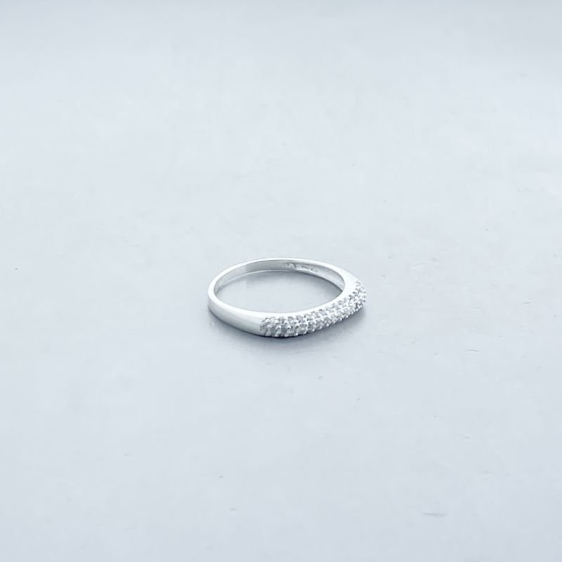 Anel Prata925 Aparador Fino Cravejado Quadrado