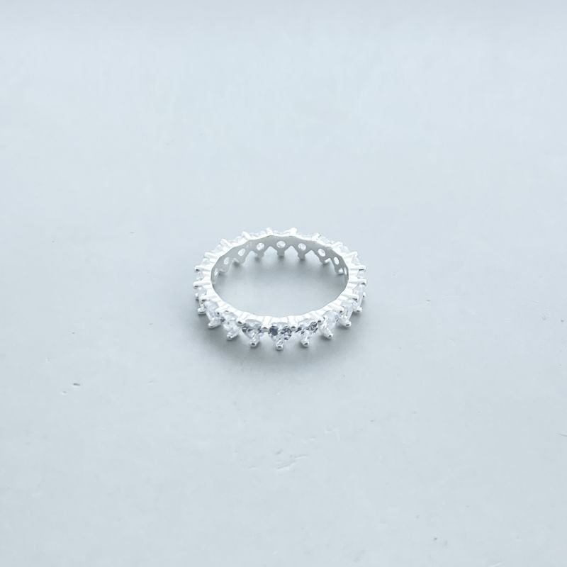 Anel Prata925 Aro Zircônia Corações Delicado