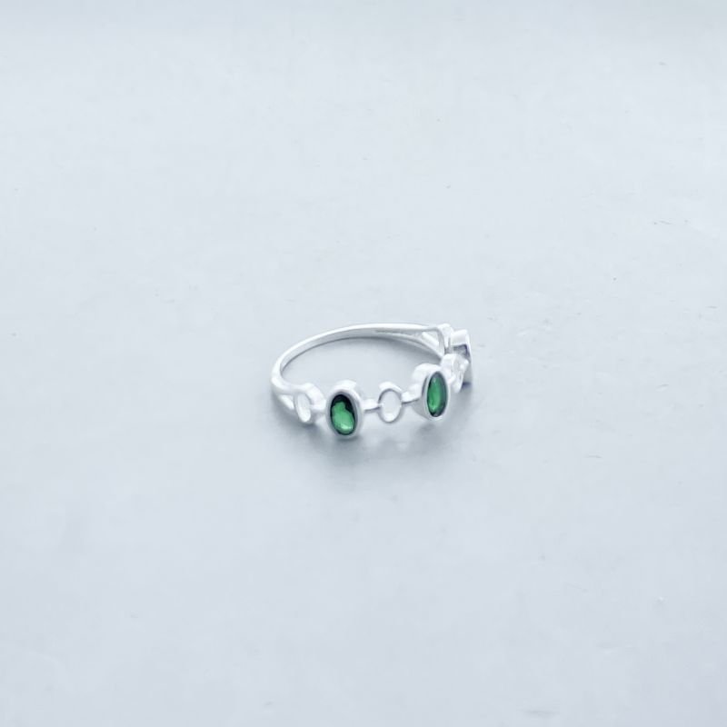 Anel Prata925 Delicado Vazado Ovais com 3 Pedras