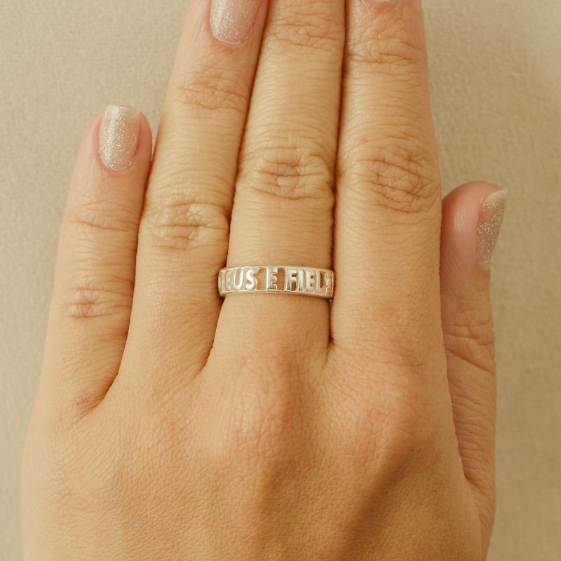 Anel Prata925 Deus E Fiel Vazado Unico 15