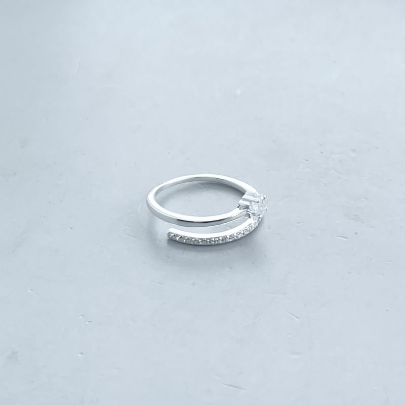 Anel Prata925 Duplo Cravejado com 1 Pedrinha Estrela