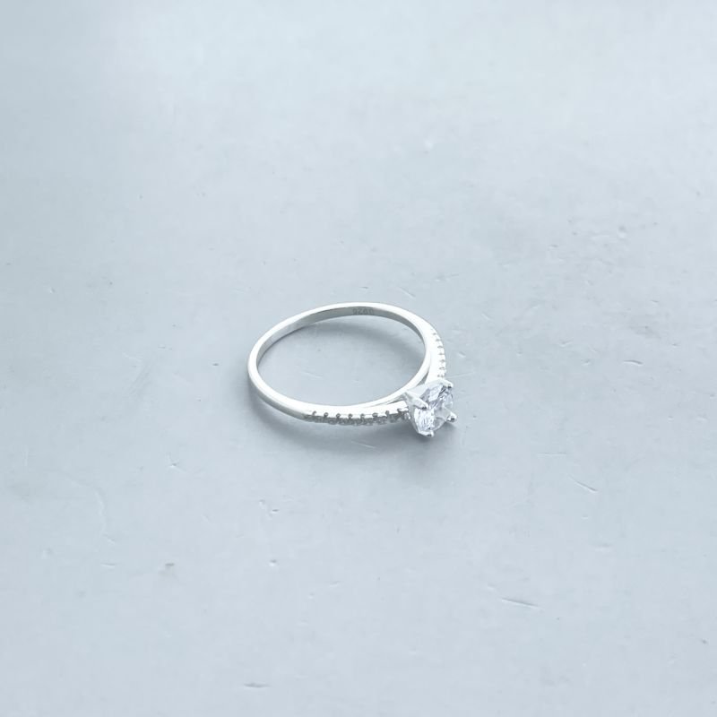 Anel Prata925 Solitário Pedra Pequena Aro Cravejado