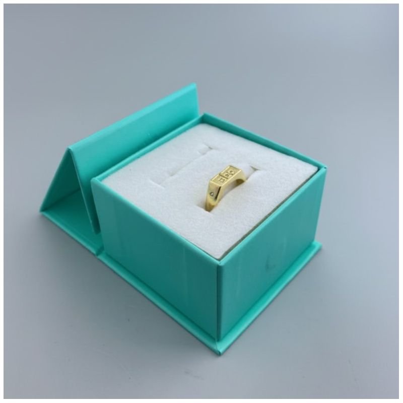 Anel Semijoia ABC Quadrado com 2 Pedrinhas