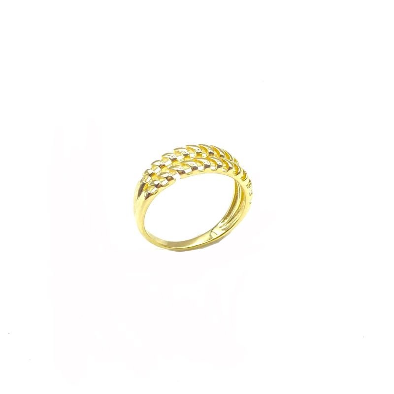 Anel Semijoia Aro Duplo Traços Ondulados Vazados