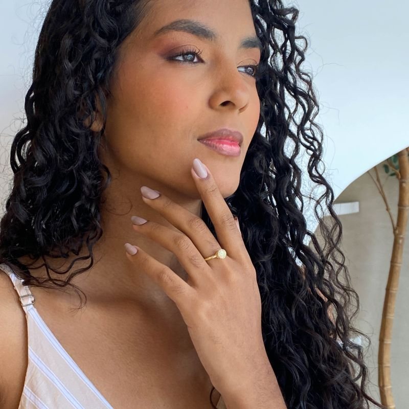 Anel Semijoia Chuveirinho Cravejado Laterais Vazadas