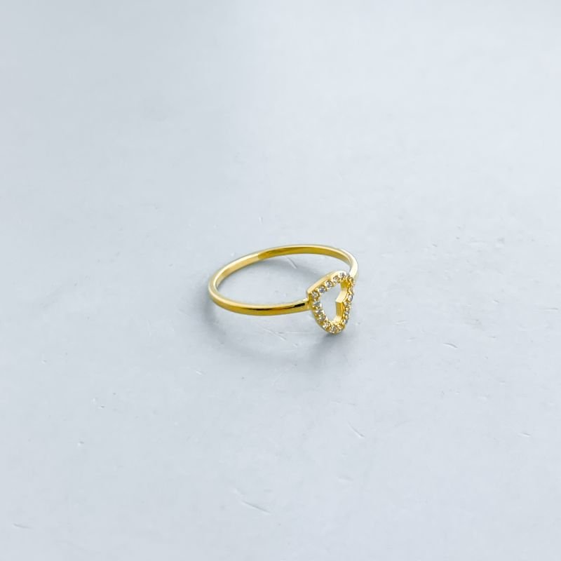 Anel Semijoia Delicado Vazado Coração Deitado