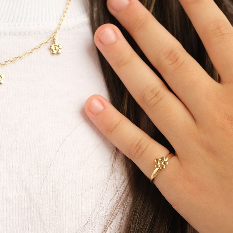 Anel semijoia flor lisa