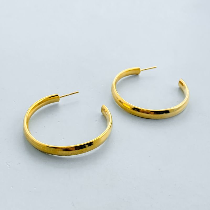 Argola Banho Diamante Africana Aro Liso 3,5cm