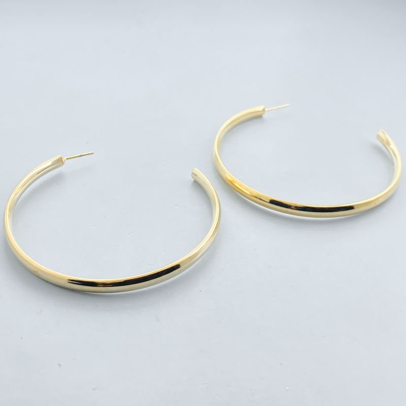 Argola Banho Diamante Africana Aro Liso 6cm