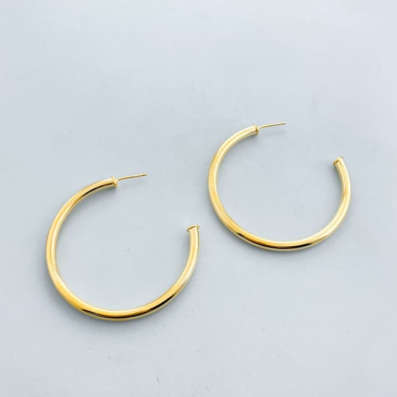 Argola Banho Diamante Africana Aro Liso Boleado 5cm