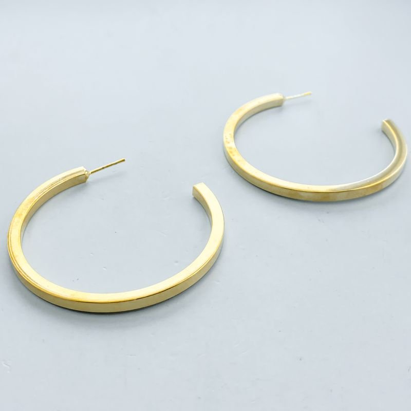 Argola Banho Diamante Africana Aro Liso Quadrado 5cm