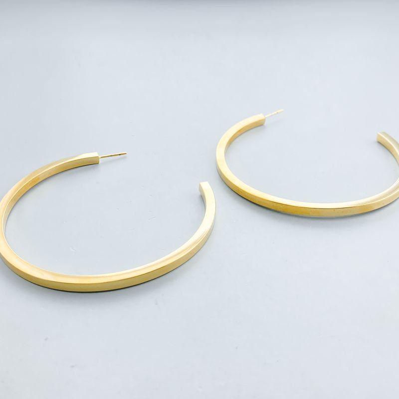 Argola Banho Diamante Africana Aro Liso Quadrado 6cm