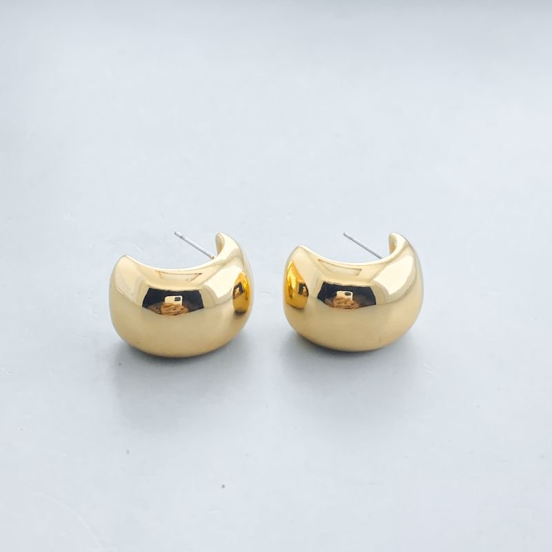 Argola Banho Diamante Grande Lisa Arco Boleado