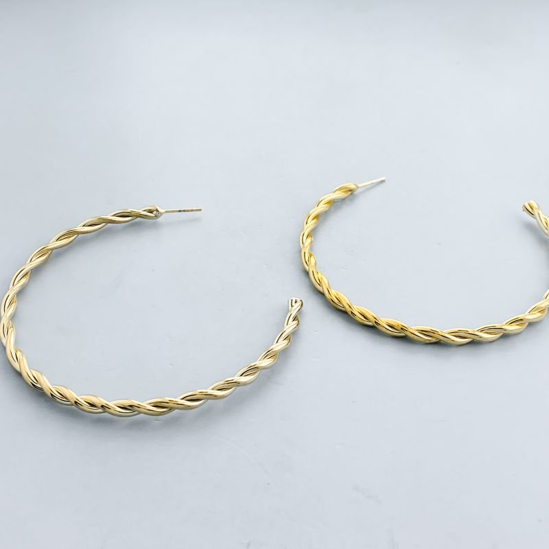 Argola Banho Diamante Maximalista Africana Aro Torcido