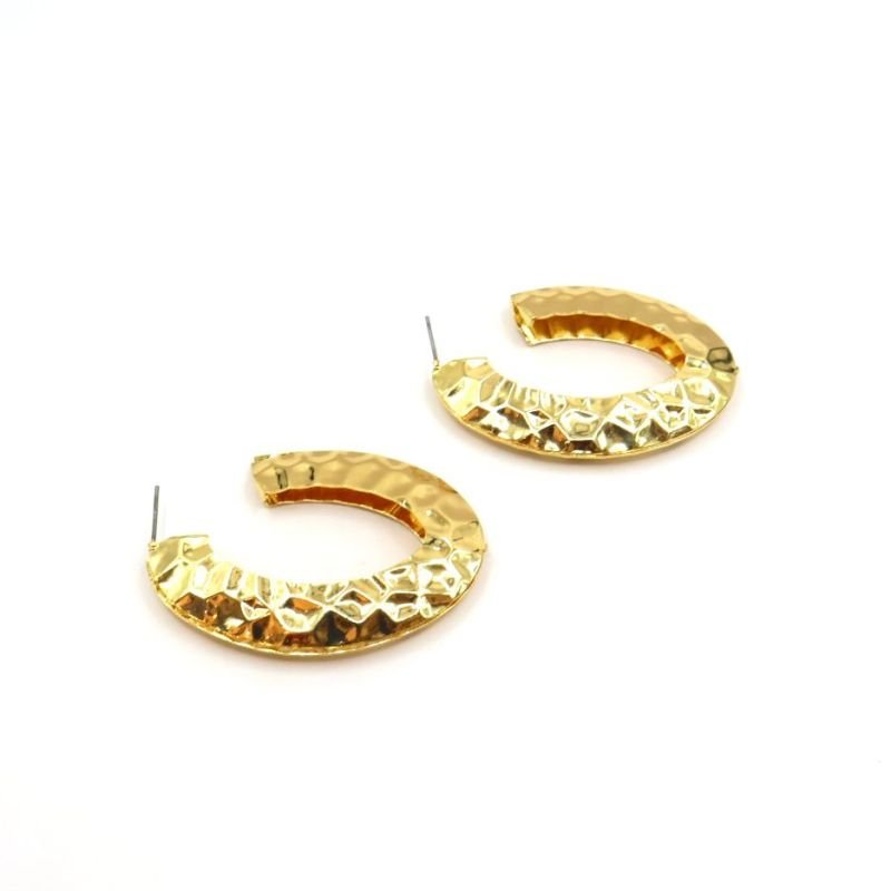 Argola Banho Diamante Oval Aberto Craquelado