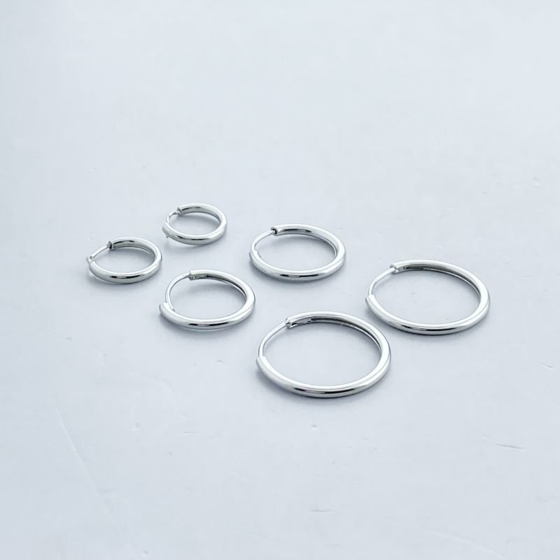 Argola Banho Ouro Branco Kit 3 Aro Liso Fino Fechado