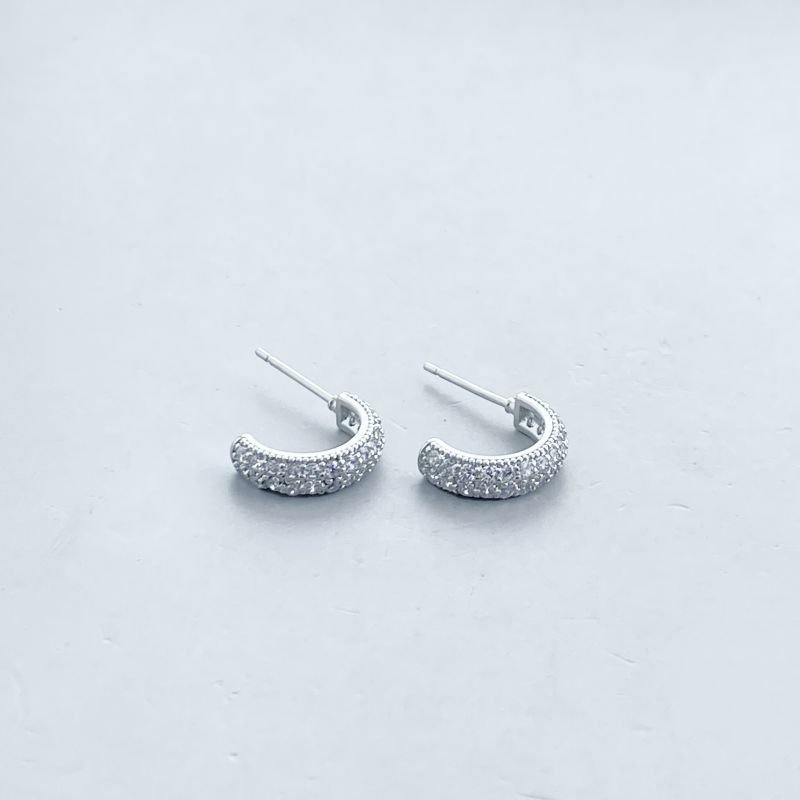 Argola Banho Ouro Branco Pequena Cravejada Arco