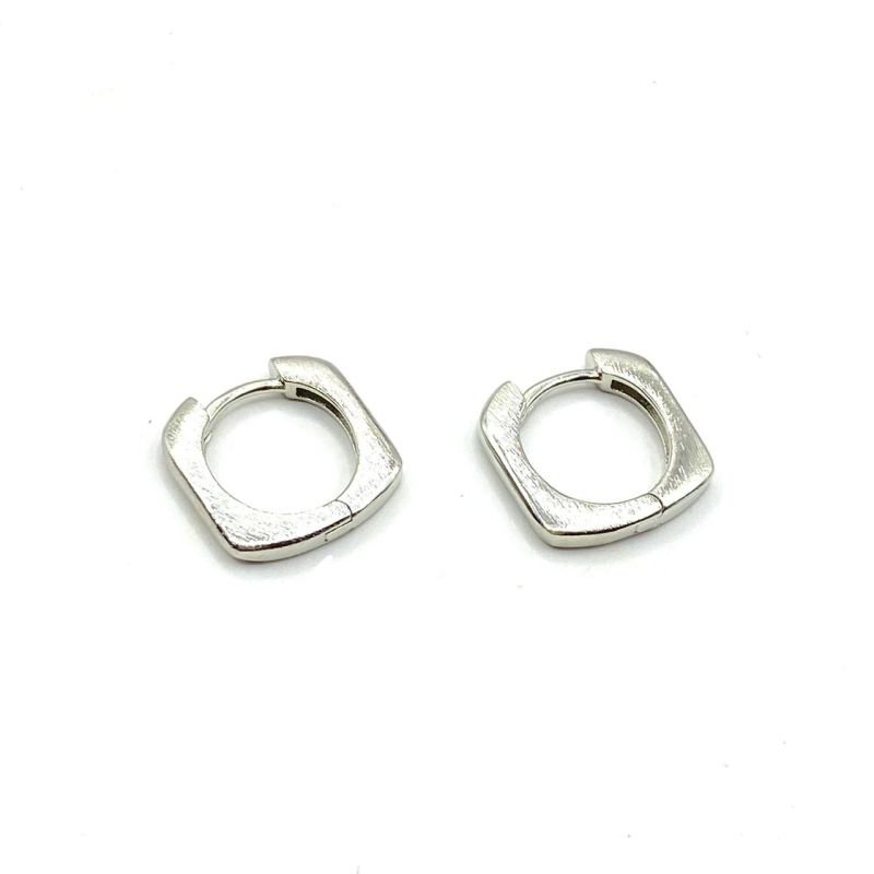 Argola Banho Ouro Branco Quadrado Lisa