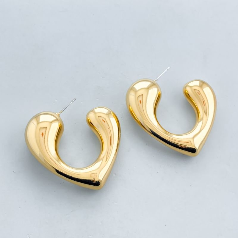 Argola Bijuteria Aro Grosso Aberto Semelhante Coração