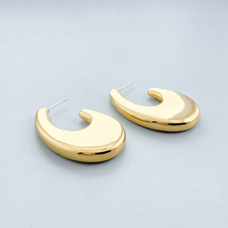 Argola Bijuteria Aro Oval Aberto Achatado Grosso