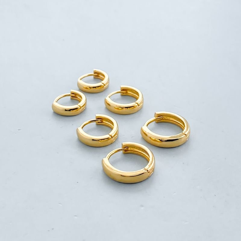 Argola Bijuteria Kit com 3 Aro Liso