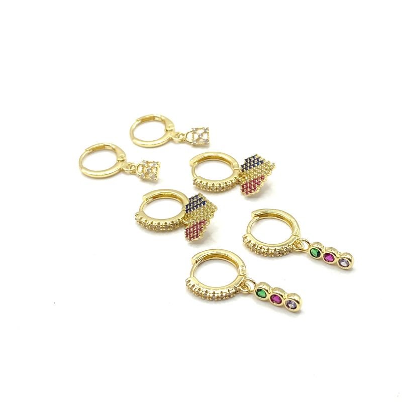 Argola Bijuteria Kit com 3 Fechadas Pêndulos Cadeado Coração com 3 Bolinhas