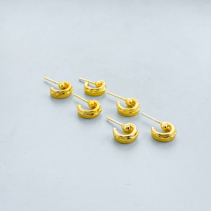 Argola Bijuteria Pequena Africana Kit com 3 Craquelada