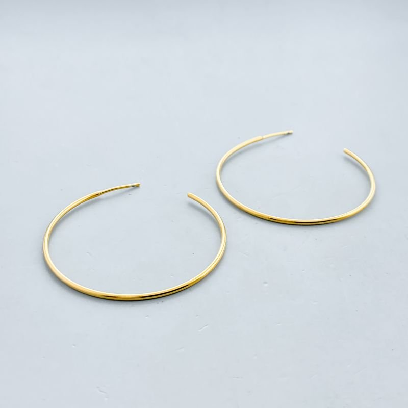 Argola Folheado Africana Aro Liso Fino 4cm