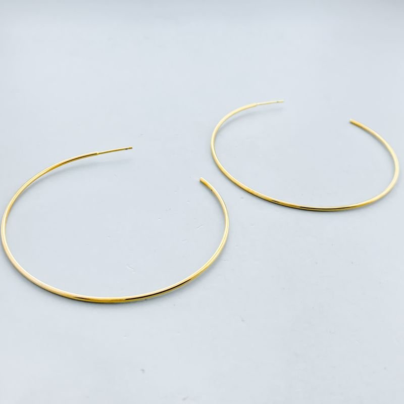 Argola Folheado Africana Aro Liso Fino 6cm
