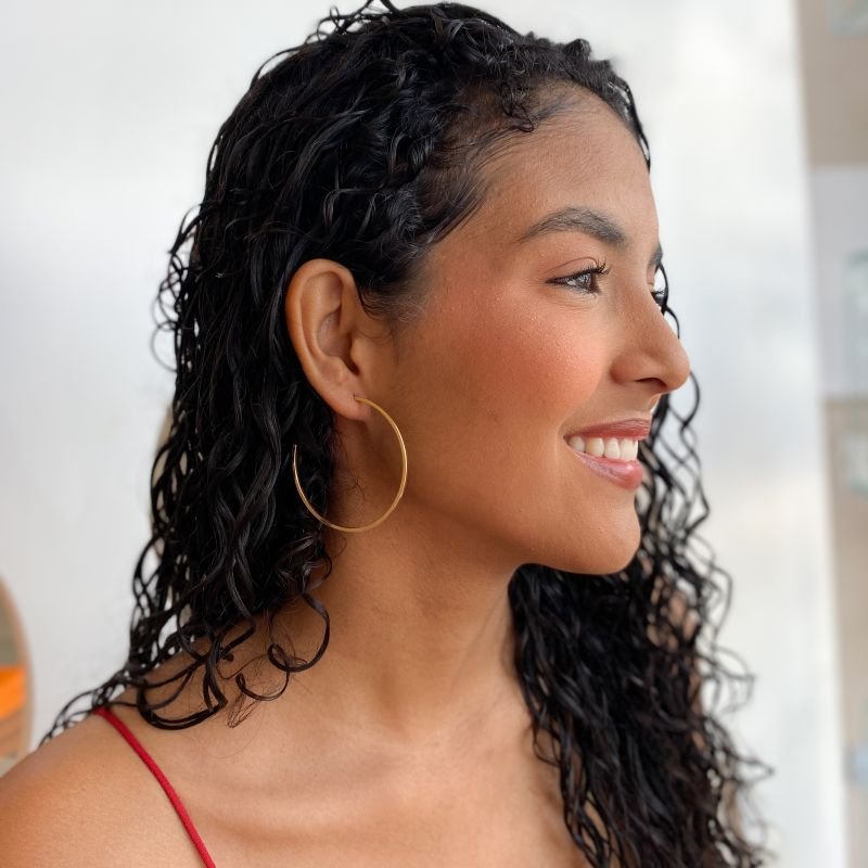 Argola Folheado Africana Lisa Grande Aro Grosso Aberto 7cm