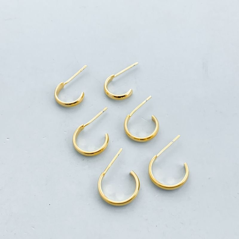 Argola Folheado Kit 3 Aro Liso Aberto p m g