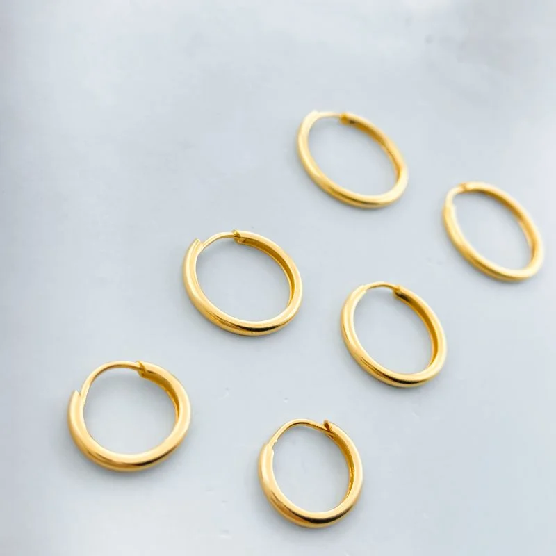 Argola Folheado Kit 3 Aro Liso Fechado Boleado