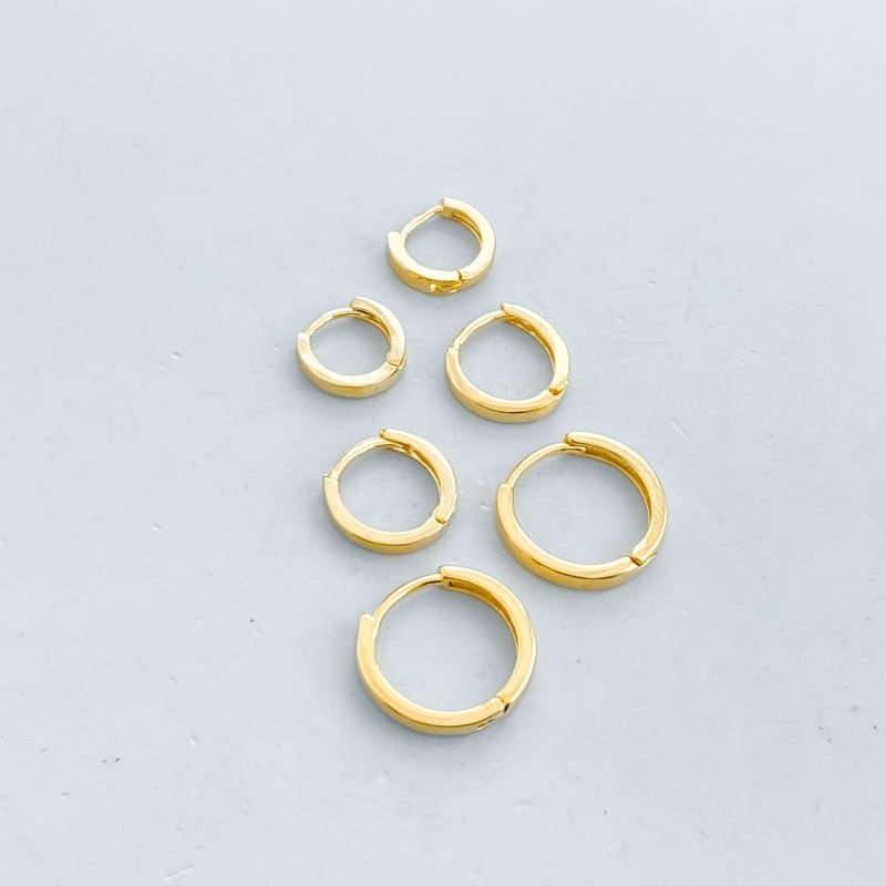 Argola Folheado Kit 3 Aro Quadrado Liso Pmg